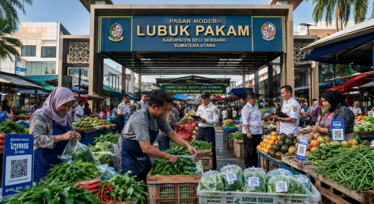 Optimalisasi fungsi Pasar Tradisional Deli Serdang melalui penyediaan sistem pembayaran retribusi kios elektronik guna meningkatkan efisiensi tata kelola transaksi komoditas lokal di lingkungan pemerintah wilayah pimpinan.