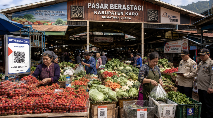 Optimalisasi fungsi Pasar Tradisional Karo melalui penyediaan sistem pembayaran retribusi kios elektronik guna meningkatkan efisiensi tata kelola transaksi komoditas lokal di lingkungan pemerintah wilayah pimpinan.