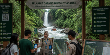 Optimalisasi fungsi Pelesir Alam Asahan melalui penyediaan sistem pembayaran retribusi masuk elektronik guna meningkatkan efisiensi tata kelola kunjungan wisatawan alam di kawasan wisata arung jeram sungai pimpinan.