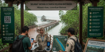 Optimalisasi fungsi Pelesir Alam Batubara melalui penyediaan sistem pembayaran retribusi masuk elektronik guna meningkatkan efisiensi tata kelola kunjungan wisatawan alam di kawasan wisata pantai mangrove pimpinan.