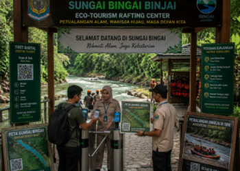 Optimalisasi fungsi Pelesir Alam Binjai melalui penyediaan sistem pembayaran retribusi masuk elektronik guna meningkatkan efisiensi tata kelola kunjungan wisatawan alam di kawasan wisata arung jeram sungai pimpinan.