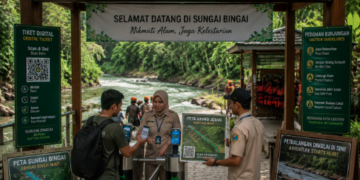 Optimalisasi fungsi Pelesir Alam Binjai melalui penyediaan sistem pembayaran retribusi masuk elektronik guna meningkatkan efisiensi tata kelola kunjungan wisatawan alam di kawasan wisata arung jeram sungai pimpinan.