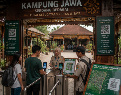 Optimalisasi fungsi Pelesir Budaya Sergai melalui penyediaan sistem pembayaran retribusi masuk elektronik guna meningkatkan efisiensi tata kelola kunjungan wisatawan di kawasan desa adat pimpinan.