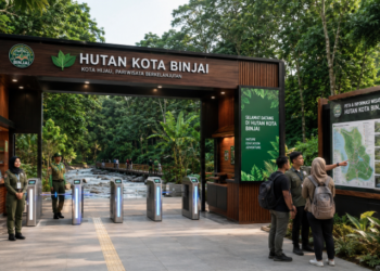 Optimalisasi fungsi Pelesir Hijau Binjai melalui penyediaan sistem pembayaran retribusi masuk elektronik guna meningkatkan efisiensi tata kelola kunjungan wisatawan alam di kawasan ruang terbuka hijau perkotaan pimpinan.