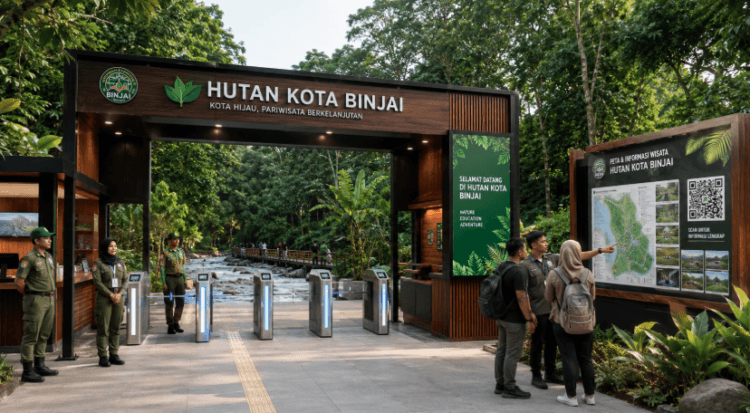 Optimalisasi fungsi Pelesir Hijau Binjai melalui penyediaan sistem pembayaran retribusi masuk elektronik guna meningkatkan efisiensi tata kelola kunjungan wisatawan alam di kawasan ruang terbuka hijau perkotaan pimpinan.