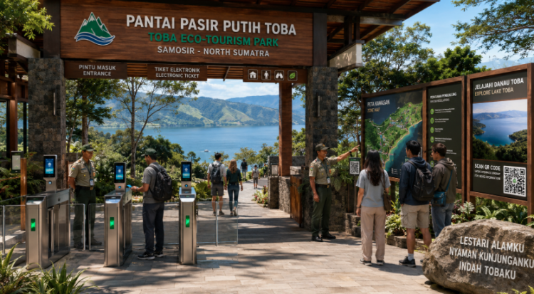 Optimalisasi fungsi Pelesir Hijau Toba melalui penyediaan sistem pembayaran retribusi masuk elektronik guna meningkatkan efisiensi tata kelola kunjungan wisatawan alam di kawasan ruang terbuka hijau perkotaan pimpinan.