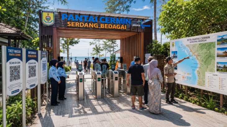 Optimalisasi fungsi Pelesir Sergai melalui penyediaan sistem pembayaran retribusi masuk elektronik guna meningkatkan efisiensi tata kelola kunjungan wisatawan pantai di lingkungan pemerintah wilayah pimpinan.