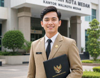 Ilustrasi peserta yang telah lolos seleksi sedang menyiapkan dokumen untuk tahap Pemberkasan NIP Medan guna mendapatkan status ASN tetap.