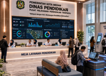 Dashboard interaktif Pendidikan Kota Medan yang menampilkan sistem pendaftaran real-time untuk mendukung percepatan akses belajar warga kota Medan.