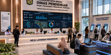 Dashboard interaktif Pendidikan Kota Medan yang menampilkan sistem pendaftaran real-time untuk mendukung percepatan akses belajar warga kota Medan.