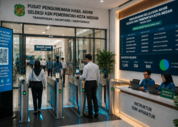 Optimalisasi fungsi Pengumuman CPNS Pemko Medan melalui penyediaan sistem pembayaran pendaftaran e-registrasi maba elektronik guna meningkatkan efisiensi tata kelola penyediaan sarana unit layanan distribusi lembar ketetapan kelulusan dan akuntabilitas pemetaan kelulusan akhir berbasis komputer kampus mahasiswa di kawasan lingkungan instansi daerah pimpinan.