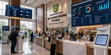 Dashboard interaktif Perizinan Usaha Medan yang menampilkan sistem verifikasi dokumen real-time untuk mendukung percepatan legalitas bisnis warga kota Medan.