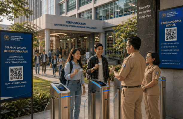 Optimalisasi fungsi Perpustakaan Kampus Medan melalui penyediaan sistem pembayaran pendaftaran e-registrasi maba elektronik guna meningkatkan efisiensi tata kelola penyediaan fasilitas literasi digital di kawasan lingkungan perguruan tinggi pimpinan.