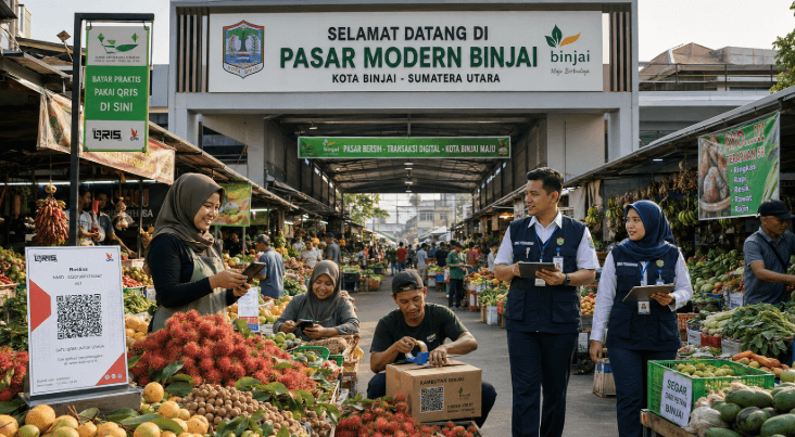 Optimalisasi fungsi Pusat Dagang Binjai melalui penyediaan sistem pembayaran retribusi kios elektronik guna meningkatkan efisiensi tata kelola transaksi komoditas lokal di lingkungan pemerintah wilayah pimpinan.
