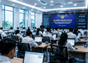 Persiapan pelaksanaan ujian Rekrutmen Pegawai Medan menggunakan sistem berbasis komputer guna menjamin transparansi dan akuntabilitas kelulusan peserta pimpinan.