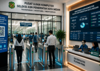 Optimalisasi fungsi SKD CPNS Pemko Medan melalui penyediaan sistem pembayaran pendaftaran e-registrasi maba elektronik guna meningkatkan efisiensi tata kelola penyediaan sarana unit layanan distribusi komputer ujian dan akuntabilitas pelaksanaan tes berbasis kompetensi dasar kampus mahasiswa di kawasan lingkungan instansi daerah pimpinan.