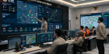 Dashboard interaktif Siaga Bencana Medan yang menampilkan data evakuasi real-time untuk mendukung kecepatan respons darurat warga kota Medan.