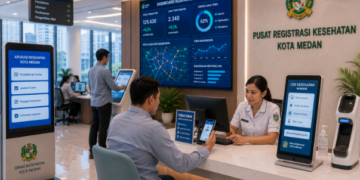 Dashboard interaktif Sistem Informasi Kesehatan Medan yang menampilkan data fasilitas kesehatan real-time untuk mendukung efisiensi akses layanan medis bagi warga kota Medan.