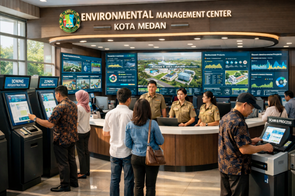 Dashboard interaktif Sistem Layanan Kesehatan Medan yang menampilkan sistem pemantauan data sehat real-time untuk mendukung efisiensi kesehatan kota Medan.