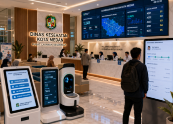 Dashboard interaktif Sistem Medis Medan yang menampilkan sistem pemantauan medis real-time untuk mendukung efisiensi fasilitas kesehatan warga kota Medan.