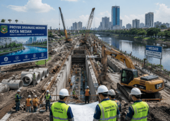 Implementasi Solusi Banjir Medan melalui normalisasi sungai dan pembangunan infrastruktur drainase guna melindungi warga di lingkungan pemerintah kota pimpinan.