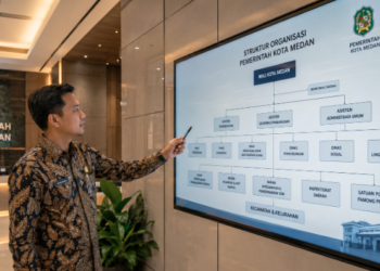 Visualisasi Struktur Pemko Medan yang transparan guna mempermudah koordinasi antar lembaga dalam mewujudkan pelayanan publik yang terintegrasi pimpinan.