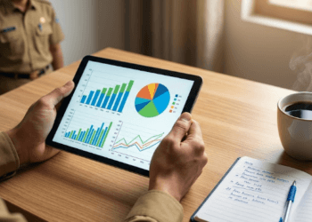 Ilustrasi pelamar yang sedang menganalisis data statistik menggunakan tablet sebagai penerapan trik membaca formasi CPNS 2026 guna mengamankan peluang kelulusan.