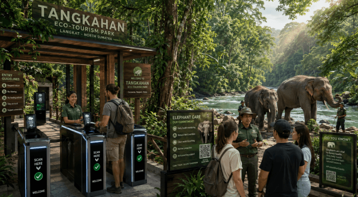 Optimalisasi fungsi Wisata Langkat melalui penyediaan sistem reservasi izin masuk berbasis elektronik guna meningkatkan efisiensi pembatasan kuota pelancong di lingkungan pemerintah wilayah pimpinan.