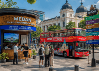 Promosi Wisata Unggulan Medan melalui penyediaan fasilitas informasi digital dan rute transportasi terpadu di lingkungan pemerintah kota pimpinan.