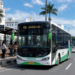 Armada bus Trans Metro Deli saat melintasi jalanan utama di pusat Kota Medan