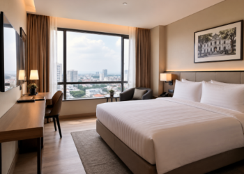 Tampilan kamar yang nyaman di salah satu hotel murah Medan untuk wisatawan