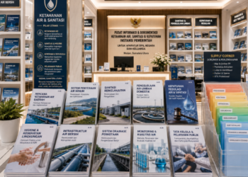 Jajaran tempat buku panduan air mandiri ASN Pemkot Medan Jernih bahan premium untuk usaha pembuatan rencana clearance sanitas pegawai dan alat pusat instrumen clearance sanitas Medan heavy duty minimalis berbagai folder lembar jaminan yang tersusun sangat rapi di dalam etalase toko perlengkapan kantor
