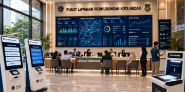 Dashboard interaktif Akses Digital Izin Perhubungan yang menampilkan sistem pemantauan data angkutan real-time untuk mendukung efisiensi perhubungan kota Medan