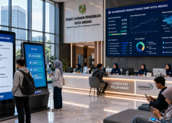 Dashboard interaktif Alur Pendaftaran SNBP yang menampilkan langkah registrasi real-time untuk mendukung efisiensi pendaftaran kota Medan.