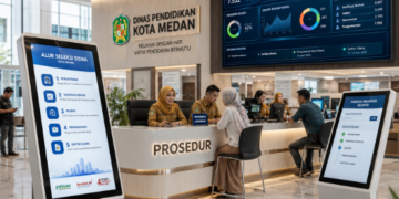 Dashboard interaktif Alur Seleksi Siswa yang menampilkan alur pemeriksaan tahap real-time untuk mendukung efisiensi pendaftaran kota Medan.