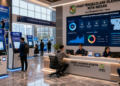 Dashboard interaktif Aplikasi Modern Izin Arena yang menampilkan sistem pemantauan data fasilitas real-time untuk mendukung efisiensi olahraga kota Medan