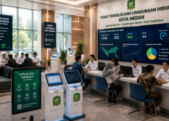 Dashboard interaktif Portal Andalan Izin Pabrik yang menampilkan sistem pemantauan data kapasitas real-time untuk mendukung efisiensi perindustrian kota Medan