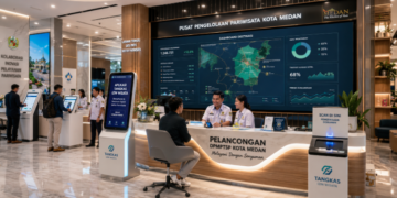 Dashboard interaktif Aplikasi Tangkas Izin Wisata yang menampilkan sistem pemantauan data destinasi real-time untuk mendukung efisiensi pariwisata kota Medan