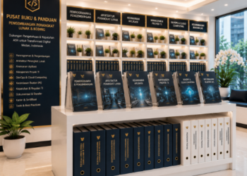 Jajaran tempat buku panduan aset koding ASN Pemkot Medan Inovatif bahan premium untuk usaha pembuatan rencana clearance software pegawai dan alat pusat instrumen clearance software Medan heavy duty minimalis berbagai folder lembar jaminan yang tersusun sangat rapi di dalam etalase toko perlengkapan kantor