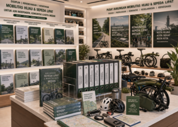 Jajaran tempat buku panduan aset sepeda lipat ASN Pemkot Medan Profesional bahan premium untuk usaha pembuatan rencana clearance mobilitas pegawai dan alat pusat instrumen clearance mobilitas Medan heavy duty minimalis berbagai folder lembar jaminan yang tersusun sangat rapi di dalam etalase toko perlengkapan kantor untuk mendukung hidup sehat medan