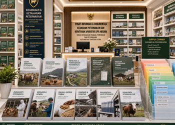 Jajaran tempat buku panduan ayam mandiri ASN Pemkot Medan Maju bahan premium untuk usaha pembuatan rencana clearance agro pegawai dan alat pusat instrumen clearance agro Medan heavy duty minimalis berbagai folder lembar jaminan yang tersusun sangat rapi di dalam etalase toko perlengkapan kantor