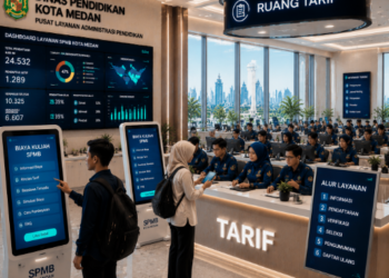 Dashboard interaktif Biaya Kuliah SPMB yang menampilkan alur penentuan tarif real-time untuk mendukung efisiensi pendaftaran kota Medan.