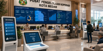 Dashboard interaktif Dashboard Canggih Izin Koperasi yang menampilkan sistem pemantauan data keanggotaan real-time untuk mendukung efisiensi koperasi kota Medan