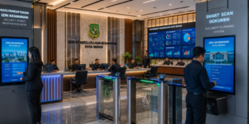 Dashboard interaktif Dashboard Digital Izin Keamanan yang menampilkan sistem pemantauan data ketertiban real-time untuk mendukung efisiensi keamanan kota Medan
