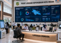 Dashboard interaktif Dashboard Pintar Izin Kepemudaan yang menampilkan sistem pemantauan data organisasi real-time untuk mendukung efisiensi kepemudaan kota Medan