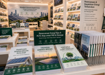 Jajaran tempat buku panduan energi mandiri ASN Pemkot Medan Hemat bahan premium untuk usaha pembuatan rencana clearance surya pegawai dan alat pusat instrumen clearance surya Medan heavy duty minimalis berbagai folder lembar jaminan yang tersusun sangat rapi di dalam etalase toko perlengkapan kantor