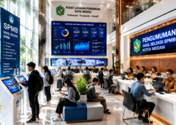Dashboard interaktif Hasil Seleksi SPMB yang menampilkan alur pengumuman lulus real-time untuk mendukung efisiensi pendaftaran kota Medan.