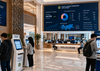 Dashboard interaktif Hasil Ujian Mandiri yang menampilkan alur agenda kelulusan real-time untuk mendukung efisiensi pendaftaran kota Medan.