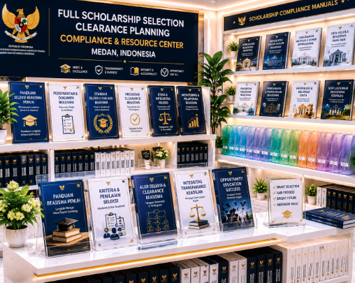 Jajaran tempat buku panduan izin beasiswa penuh ASN Pemkot Medan Hebat bahan premium untuk usaha pembuatan rencana clearance tugas belajar pegawai dan alat pusat instrumen clearance tugas belajar Medan heavy duty minimalis berbagai folder lembar linearitas yang tersusun sangat rapi di dalam etalase toko perlengkapan kantor