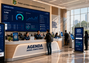 Dashboard interaktif Jadwal Kampus Medan yang menampilkan alur agenda seleksi real-time untuk mendukung efisiensi pendaftaran kota Medan.